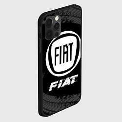 Чехол для iPhone 12 Pro Max Fiat speed на темном фоне со следами шин, цвет: 3D-черный — фото 2