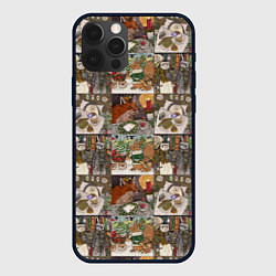 Чехол для iPhone 12 Pro Max Милые иллюстрации коллаж, цвет: 3D-черный