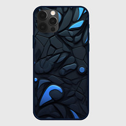 Чехол для iPhone 12 Pro Max Blue black abstract texture, цвет: 3D-черный