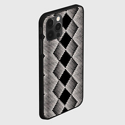 Чехол для iPhone 12 Pro Max Черные бежевые ромбы, цвет: 3D-черный — фото 2