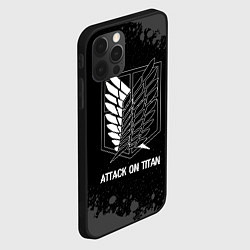 Чехол для iPhone 12 Pro Max Attack on Titan glitch на темном фоне, цвет: 3D-черный — фото 2