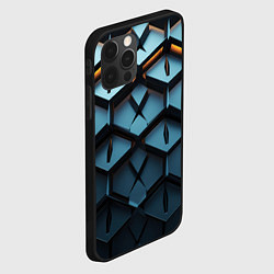 Чехол для iPhone 12 Pro Max Металлические объемные чешуйчатые ромбы, цвет: 3D-черный — фото 2