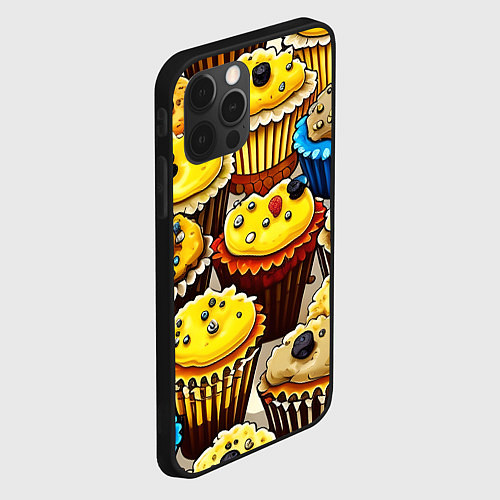 Чехол iPhone 12 Pro Max Вкусный принт - кексы от нейросети / 3D-Черный – фото 2