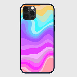 Чехол для iPhone 12 Pro Max Неоновая разноцветная волна, цвет: 3D-черный