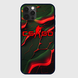 Чехол для iPhone 12 Pro Max CSGO red green texture, цвет: 3D-черный