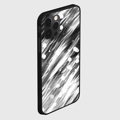 Чехол iPhone 12 Pro Max Черно-белые штрихи / 3D-Черный – фото 2