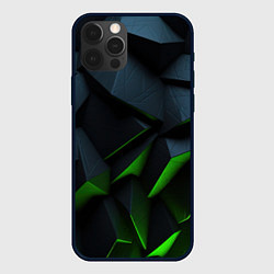 Чехол для iPhone 12 Pro Max Черные и зеленые плиты, цвет: 3D-черный