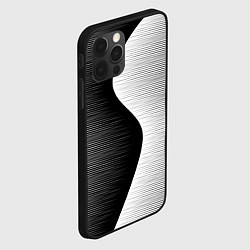 Чехол для iPhone 12 Pro Max Черная белая абстракция зигзаг, цвет: 3D-черный — фото 2