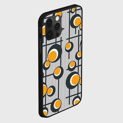 Чехол iPhone 12 Pro Max Абстракция из кругов и линий / 3D-Черный – фото 2