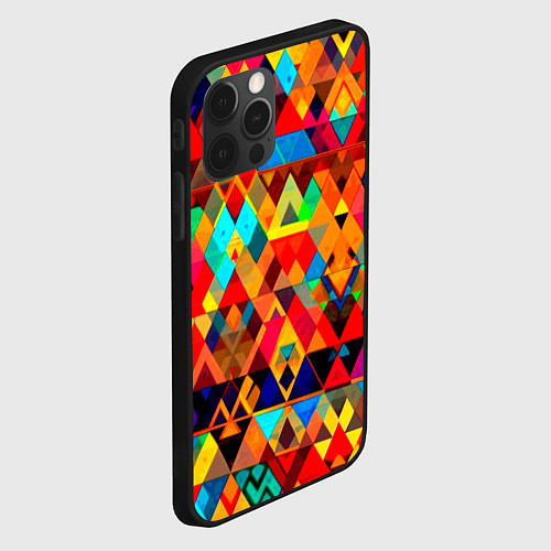 Чехол iPhone 12 Pro Max Абстрактный разноцветный / 3D-Черный – фото 2