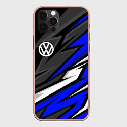 Чехол для iPhone 12 Pro Max Volkswagen - Синяя абстракция, цвет: 3D-светло-розовый