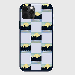 Чехол для iPhone 12 Pro Max Пейзаж горы и солнце, цвет: 3D-черный