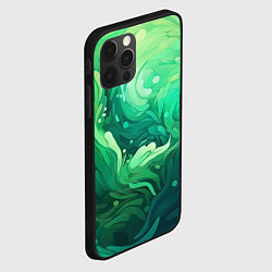 Чехол для iPhone 12 Pro Max Зеленые абстрактные волны, цвет: 3D-черный — фото 2