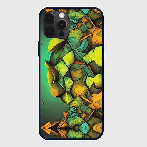 Чехол iPhone 12 Pro Max Зеленая объемная абстракция / 3D-Черный – фото 1