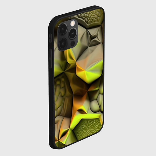 Чехол iPhone 12 Pro Max Зеленая объемная космическая текстура / 3D-Черный – фото 2