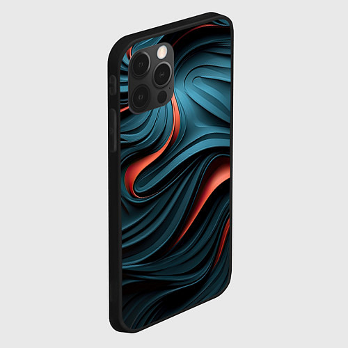 Чехол iPhone 12 Pro Max Сине-оранжевая абстрактная волна / 3D-Черный – фото 2