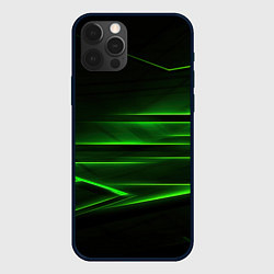 Чехол для iPhone 12 Pro Max Green lines abstract, цвет: 3D-черный