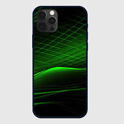 Чехол для iPhone 12 Pro Max Green lines black backgrouns, цвет: 3D-черный