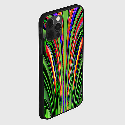 Чехол iPhone 12 Pro Max Зеленые прожилки / 3D-Черный – фото 2