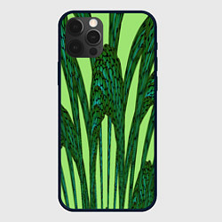 Чехол для iPhone 12 Pro Max Зеленый растительный мотив, цвет: 3D-черный