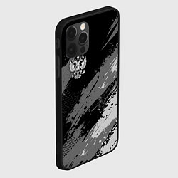 Чехол для iPhone 12 Pro Max Герб РФ - монохромный, цвет: 3D-черный — фото 2