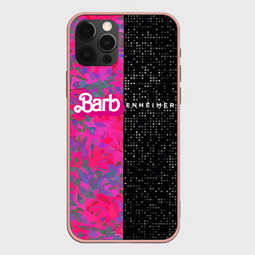 Чехол iPhone 12 Pro Max Barbenheimer - meme / 3D-Светло-розовый – фото 1