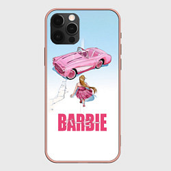 Чехол для iPhone 12 Pro Max Барби на дороге, цвет: 3D-светло-розовый