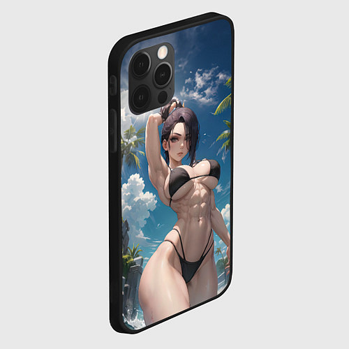 Чехол iPhone 12 Pro Max Девушка в купальник на море / 3D-Черный – фото 2