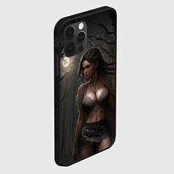 Чехол для iPhone 12 Pro Max Девушка в белье под луной, цвет: 3D-черный — фото 2