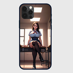 Чехол для iPhone 12 Pro Max Ученица в чулках, цвет: 3D-черный