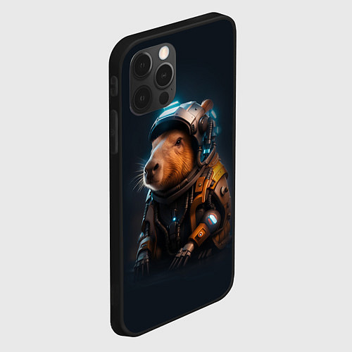 Чехол iPhone 12 Pro Max Cool capybara - cyberpunk - neural network / 3D-Черный – фото 2