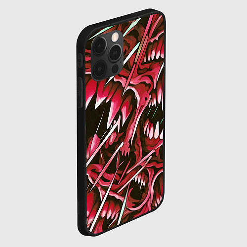 Чехол iPhone 12 Pro Max Красные клыки / 3D-Черный – фото 2