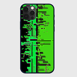Чехол для iPhone 12 Pro Max Кибер-глитч зелёный, цвет: 3D-черный