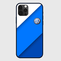 Чехол для iPhone 12 Pro Max Volkswagen - голубые линии, цвет: 3D-черный