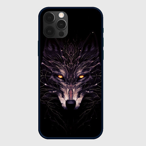 Чехол iPhone 12 Pro Max Волк в кромешной темноте / 3D-Черный – фото 1