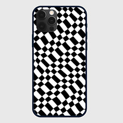 Чехол для iPhone 12 Pro Max Шахматка искажённая чёрно-белая, цвет: 3D-черный
