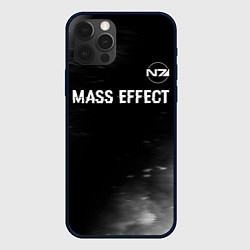 Чехол для iPhone 12 Pro Max Mass Effect glitch на темном фоне: символ сверху, цвет: 3D-черный