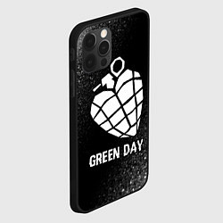 Чехол для iPhone 12 Pro Max Green Day glitch на темном фоне, цвет: 3D-черный — фото 2