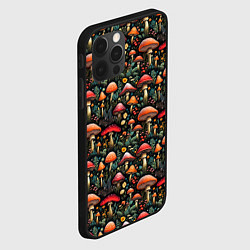 Чехол для iPhone 12 Pro Max Сказочные грибы мухоморы паттерн, цвет: 3D-черный — фото 2