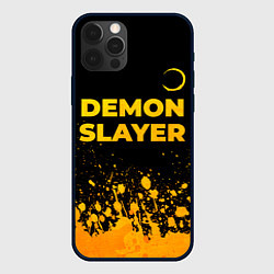 Чехол iPhone 12 Pro Max Demon Slayer - gold gradient: символ сверху