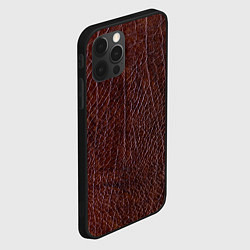 Чехол для iPhone 12 Pro Max Текстура коричневой кожи, цвет: 3D-черный — фото 2