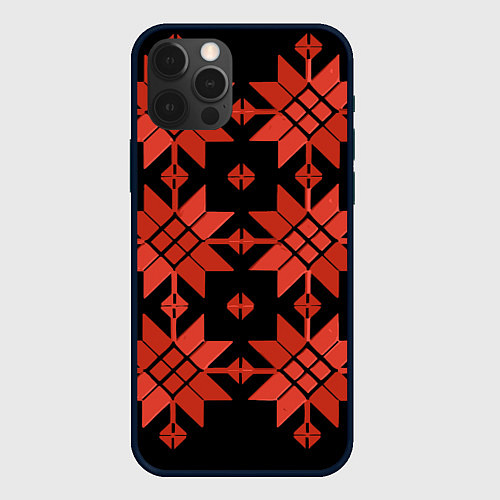 Чехол iPhone 12 Pro Max Удмуртский - вертикаль black / 3D-Черный – фото 1