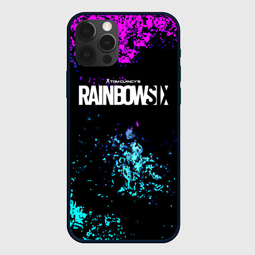 Чехол iPhone 12 Pro Max Rainbow six неоновые краски / 3D-Черный – фото 1