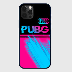 Чехол iPhone 12 Pro Max PUBG - neon gradient: символ сверху