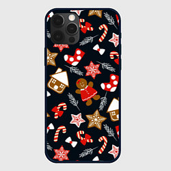 Чехол для iPhone 12 Pro Max Рождественские пряники - праздничный паттерн, цвет: 3D-черный