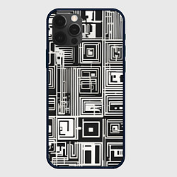 Чехол для iPhone 12 Pro Max Белые полосы на чёрном фоне, цвет: 3D-черный