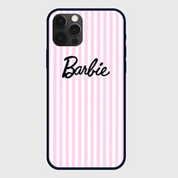 Чехол для iPhone 12 Pro Max Barbie - классическая розово-белая полоска, цвет: 3D-черный