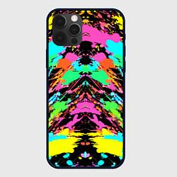 Чехол для iPhone 12 Pro Max Красочный зеркальный паттерн - кляксы, цвет: 3D-черный