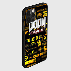 Чехол для iPhone 12 Pro Max Doom золотые логотипы игр, цвет: 3D-черный — фото 2