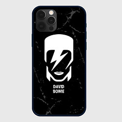 Чехол для iPhone 12 Pro Max David Bowie glitch на темном фоне, цвет: 3D-черный